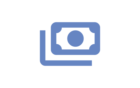 Blaues Symbol eines Geldscheins