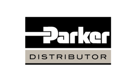 Ein Logo mit der Aufschrift "Parker Distributor".