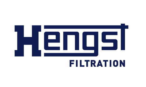 Blaues Logo der Marke Hengst Filtration auf weißem Hintergrund.