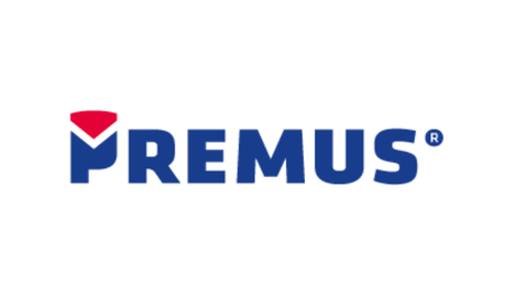 Das Logo von Premus zeigt den Firmennamen in blauen Buchstaben mit einem stilisierten roten und blauen "P" am Anfang.