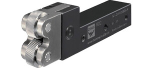 Ein silbernes und schwarzes Rändelwerkzeug mit Rändelrädern und Gravuren, hergestellt in Deutschland.