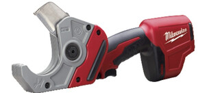 Ein elektrischer Rohrschneider mit rotem und grauem Gehäuse, geeignet zur präzisen Bearbeitung von Rohren.