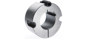 Eine kegelförmige Buchse aus Metall mit einer integrierten Schraube zur Befestigung.