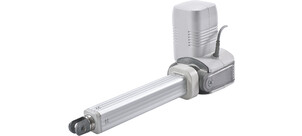 Ein elektrischer Hubzylinder mit einem Metallgehäuse und einem angeschlossenen Kabel.